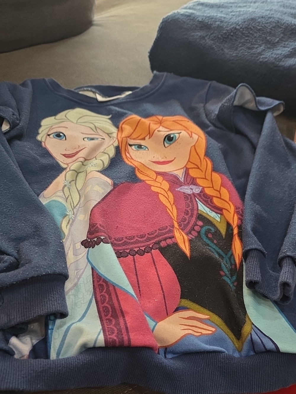 PatPat Navy Sweatshirt with Anna & Elsa Graphic